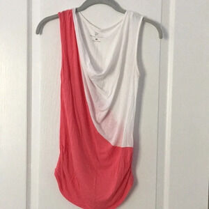 Pink and White Cowl Neck Sleeveless Top